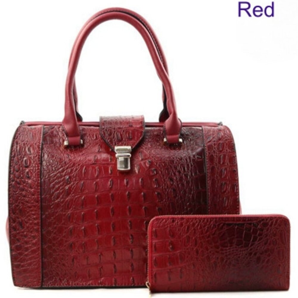 Doctor Bag style handbag with matching wallet.
